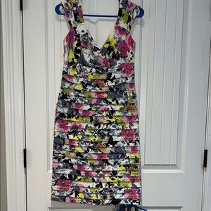 Floral Multicolor Sleeveless Bandage Dress